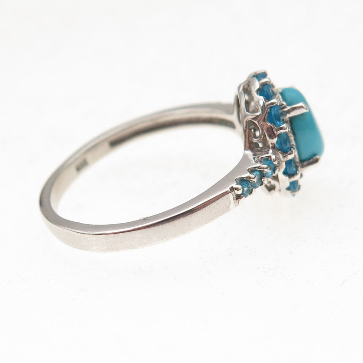 Chuck Clemency 925 Sterling Silver Real Turquoise & Apatite Ring Size 10.25