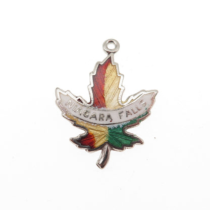BREADNER CO. 925 Sterling Silver Vintage Enamel Niagara Falls Charm Pendant