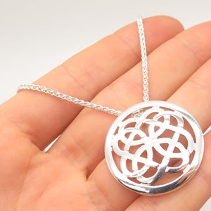 925 Sterling Silver Vintage Celtic Pendant Braided Chain Necklace 16"