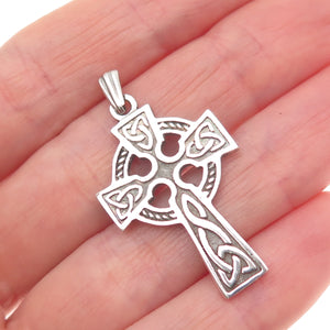 Thomas O'Connor 925 Sterling Vintage Dublin Celtic Cross Oxidized Charm Pendant