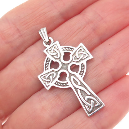 Thomas O'Connor 925 Sterling Vintage Dublin Celtic Cross Oxidized Charm Pendant
