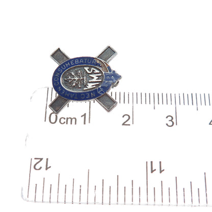 ELLIS BROS 925 Sterling Silver Vintage Enamel Scottish "WMS" Burning Bush Brooch