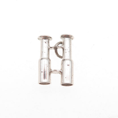 925 Sterling Silver Antique Art Deco Binoculars Oxidized 3D Charm Pendant