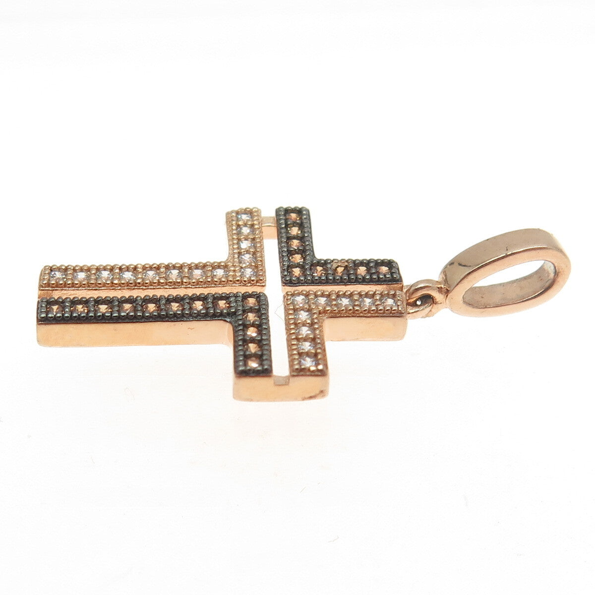 925 Sterling Silver Gold Plated White & Canary C Z Cross Pendant