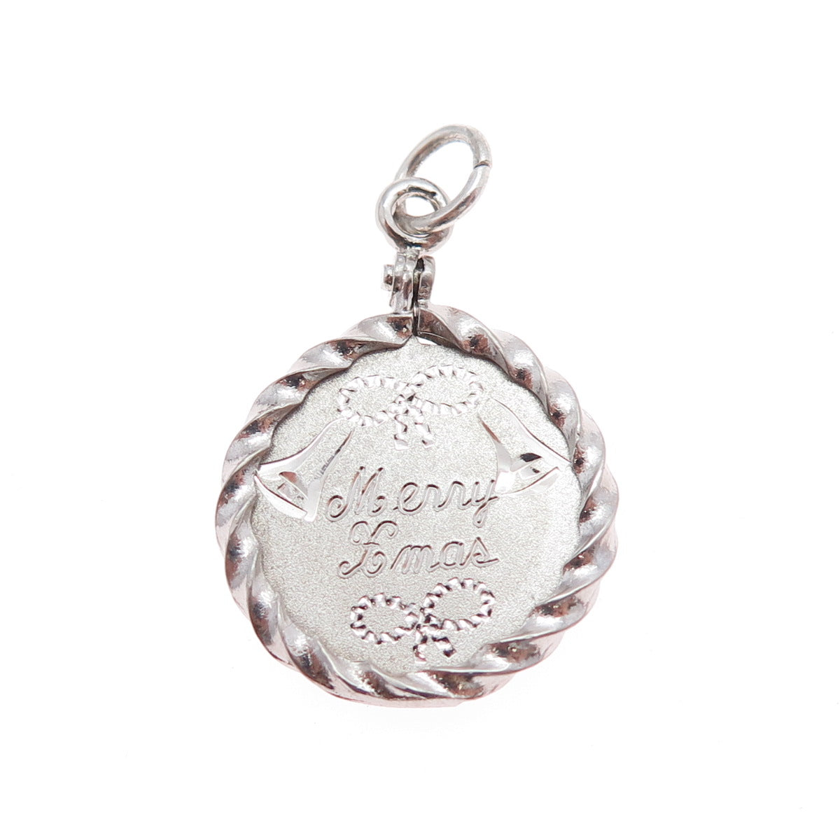 SPENCER 925 Sterling Silver Vintage Merry Christmas Charm Pendant