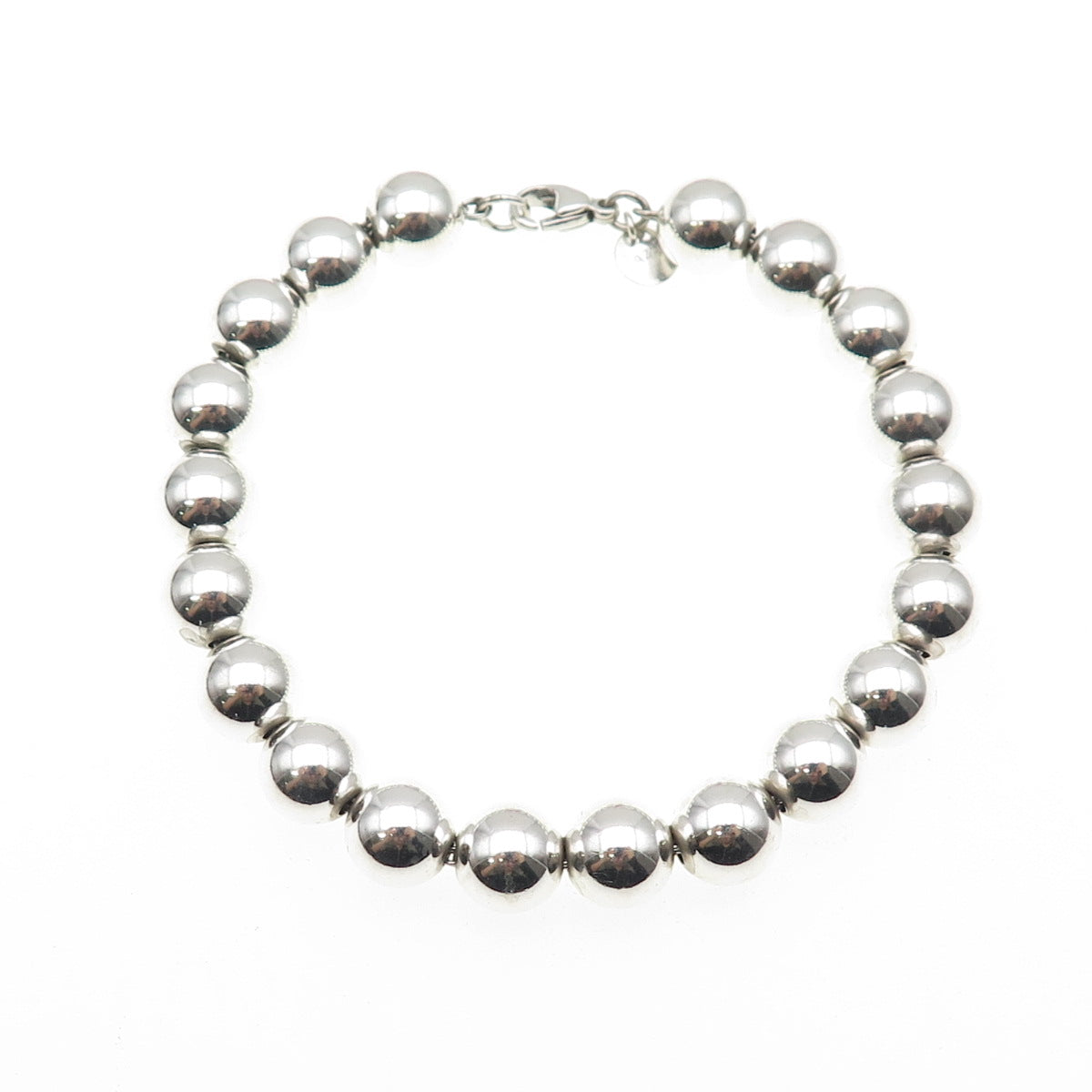 TIFFANY & CO. 925 Sterling Silver Vintage HardWear Ball Beaded Bracelet 7.5"