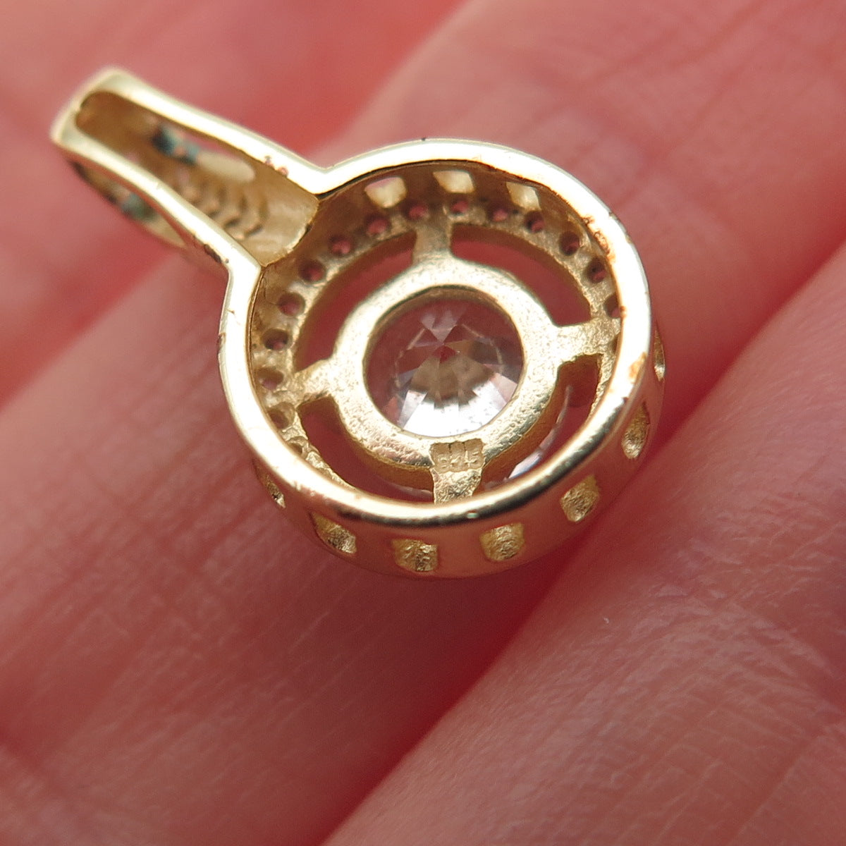 925 Sterling Silver Gold Plated Round-Cut C Z Mini Slide Pendant
