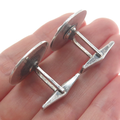 BY ALEX 925 Sterling Silver Vintage Modernist Nugget Oxidized Cufflinks