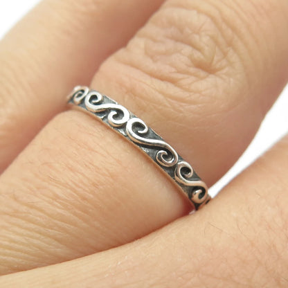 925 Sterling Silver Vintage Swirl Band Ring Size 5.25