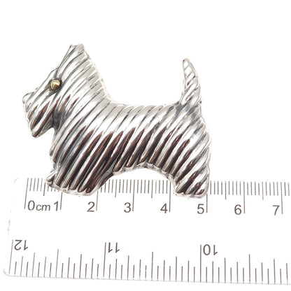 Laton 925 Sterling 2-Tone Vintage Mexico Scottish Terrier Pin Brooch / Pendant