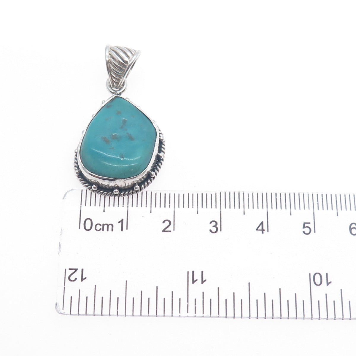 925 Sterling Silver Vintage Real Tyrone Turquoise Charm Pendant