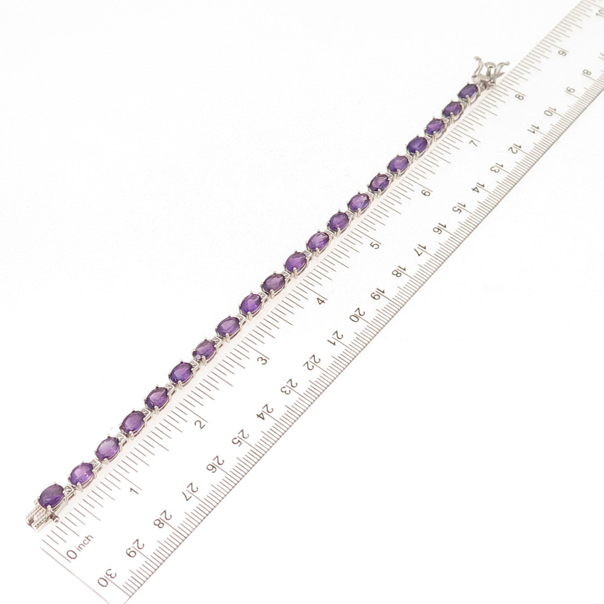 Chuck Clemency 925 Sterling Silver Real Oval-Cut Amethyst Bracelet 7.75"
