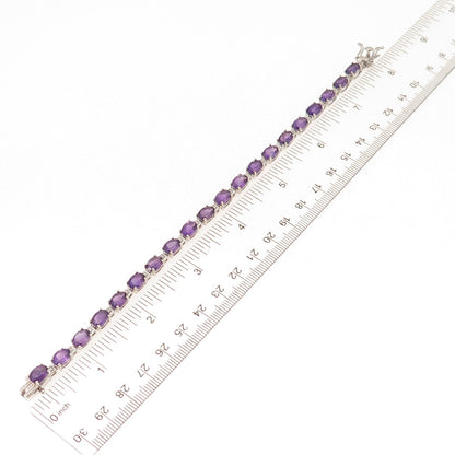 Chuck Clemency 925 Sterling Silver Real Oval-Cut Amethyst Bracelet 7.75"