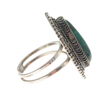 935 Silver Vintage Israel Real Eilat Adjustable Ring Size 9.5 (missing 1 bead)