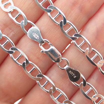 P. LUX 925 Sterling Silver Vintage Italy Anchor Mariner Chain Necklace 24"
