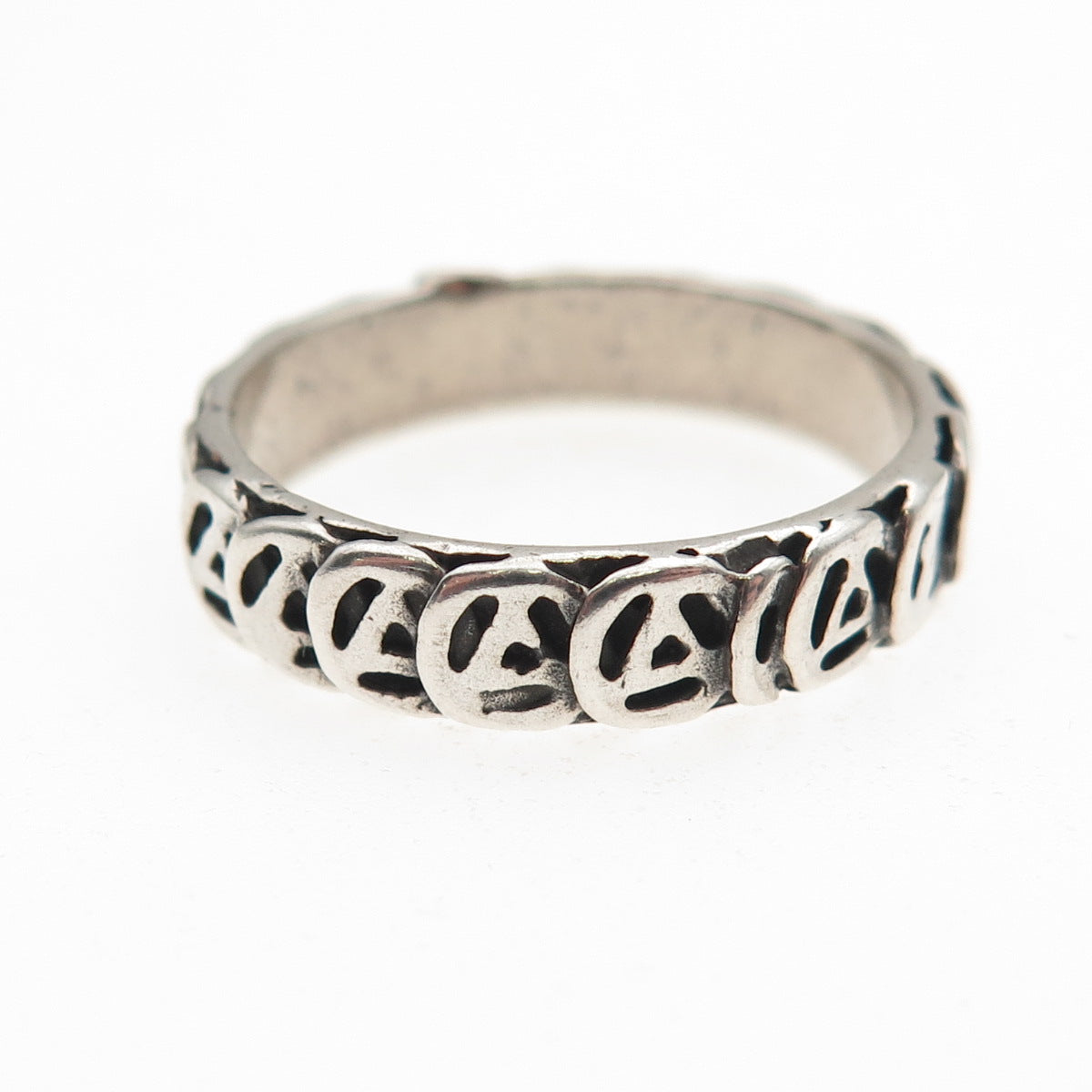925 Sterling Silver Vintage Alcoholics Anonymous Oxidized Band Ring Size 9