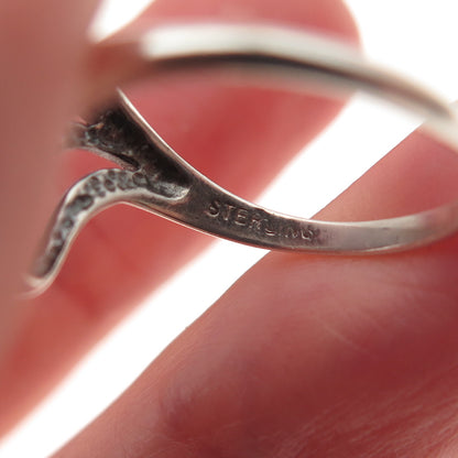 Shube 925 Sterling Silver Vintage Modernist Oxidized Ring Size 7.75