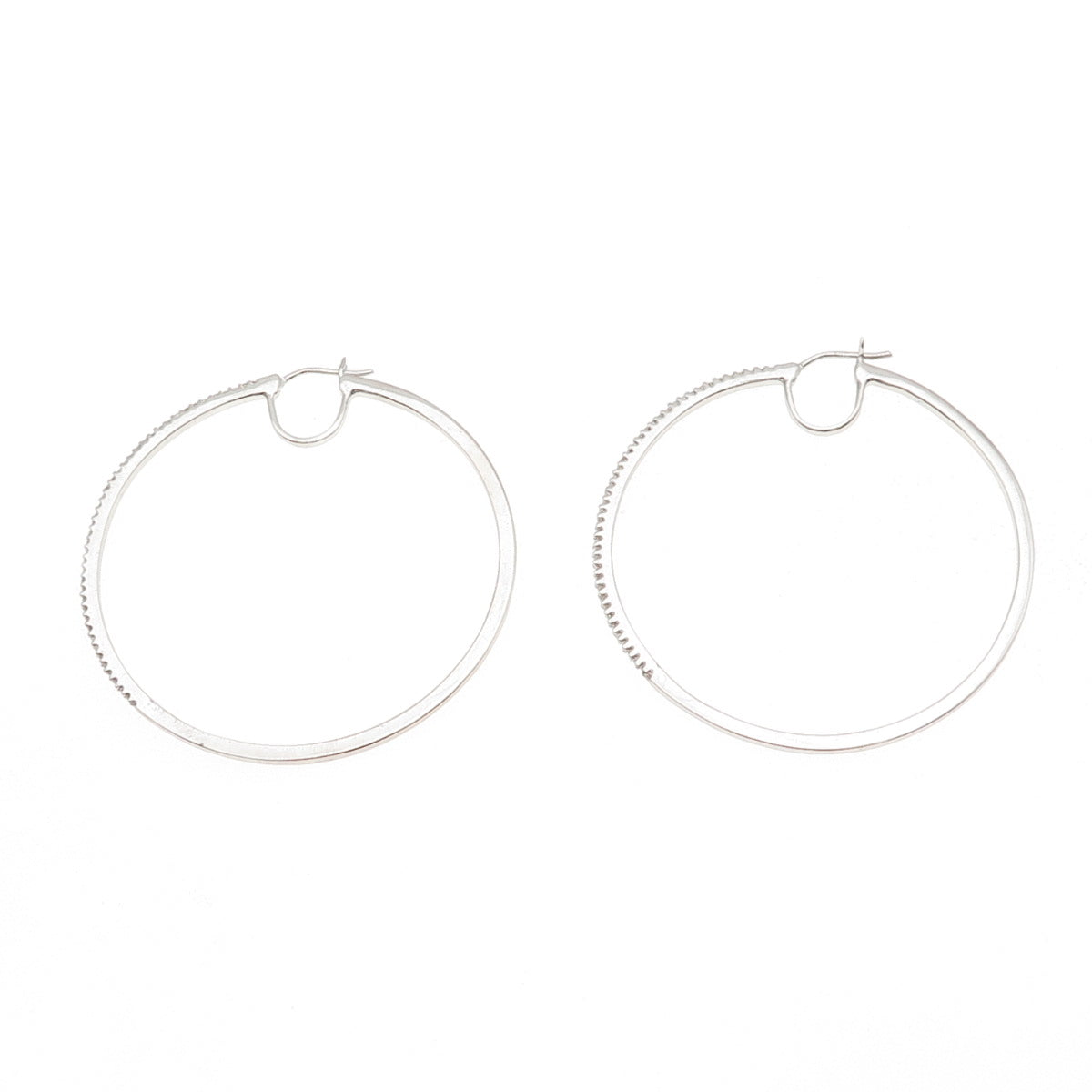 Sun 925 Sterling Silver Real Round-Cut Diamond Large Hoop Earrings