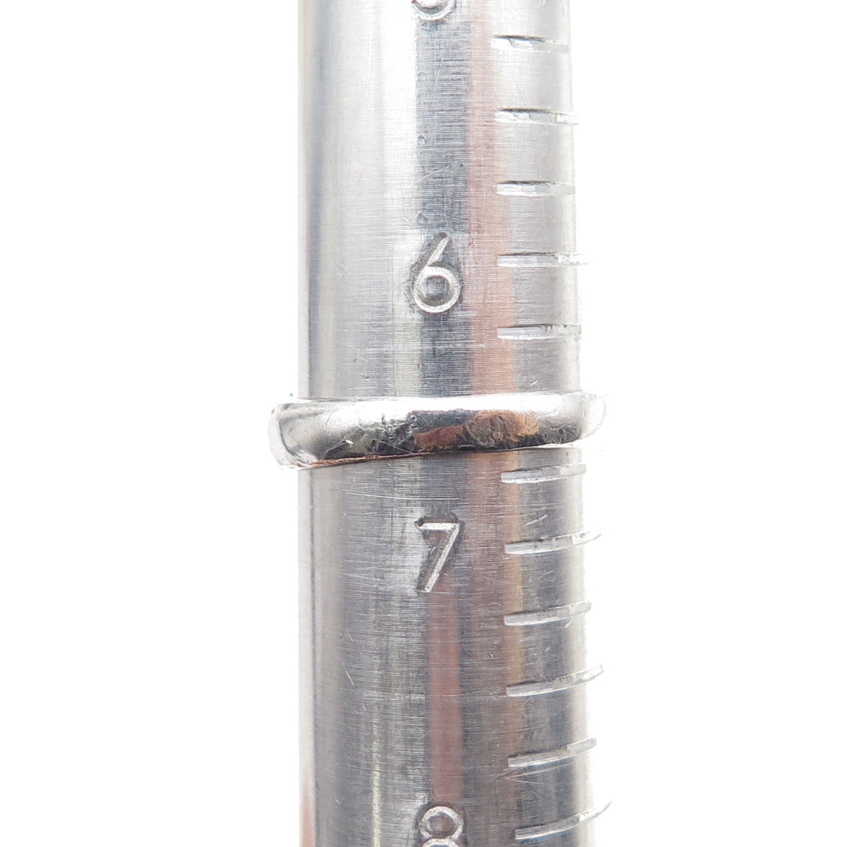 925 Sterling Silver Vintage Modernist Ribbed Oxidized Ring Size 6.75