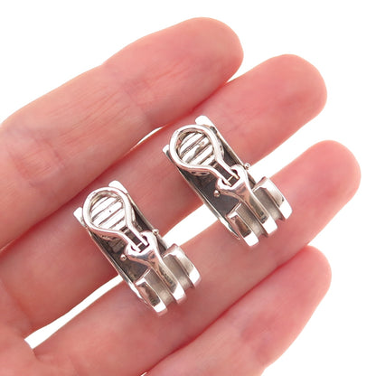 Tiffany & Co. 925 Sterling Vintage 1995 Ribbed Clip On Earrings (removed posts)