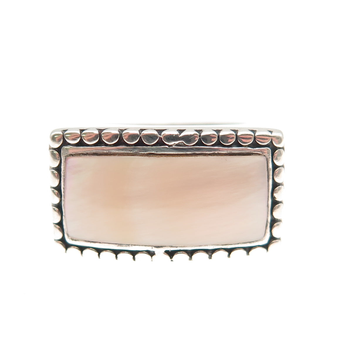 CFJ Collins Fine 925 Sterling Silver Vintage Real MOP Dotted Ring Size 6.5