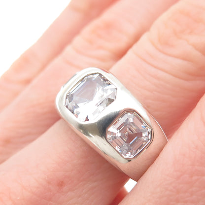 JCL Colleen Lopez 925 Sterling Silver Asscher-Cut C Z Modernist Ring Size 8.25