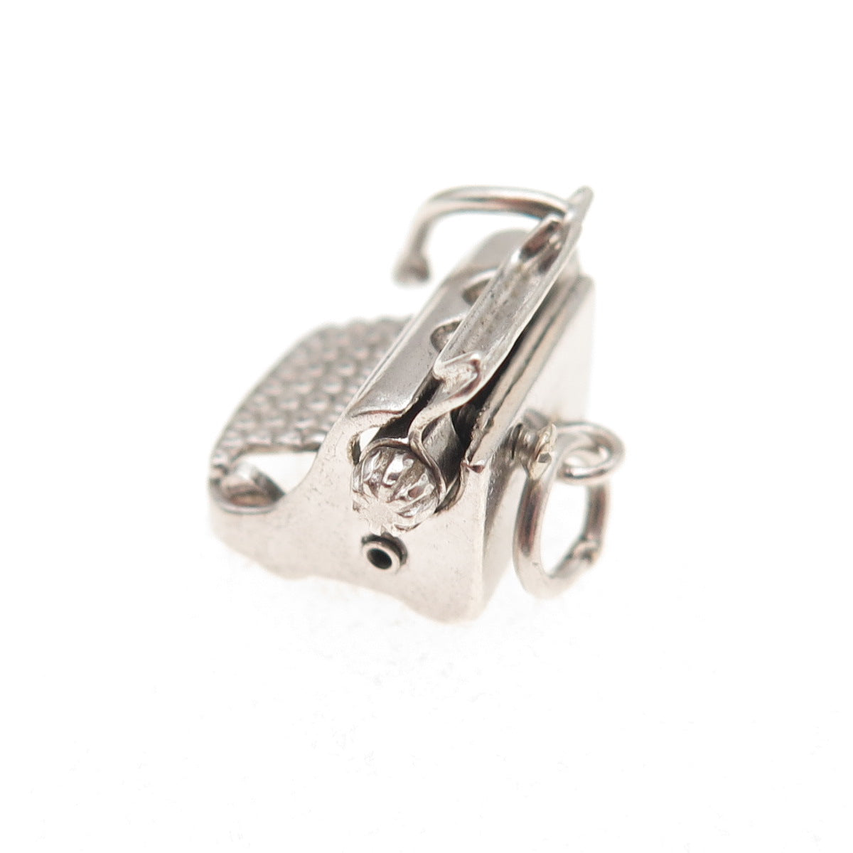 925 Sterling Silver Antique Art Deco Typewriter Oxidized 3D Charm Pendant