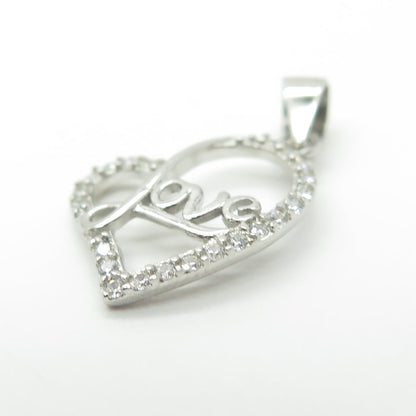 HAN 925 Sterling Silver C Z "Love" Open Heart Pendant