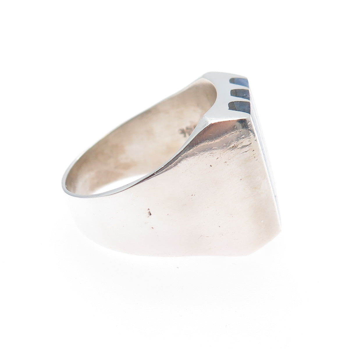 925 Sterling Silver Vintage Mexico Real Sodalite Modernist Ring Size 11