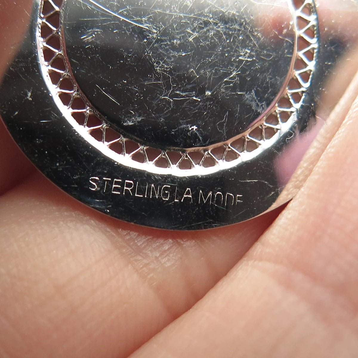 925 Sterling Silver Vintage Lamode Modernist Pendant