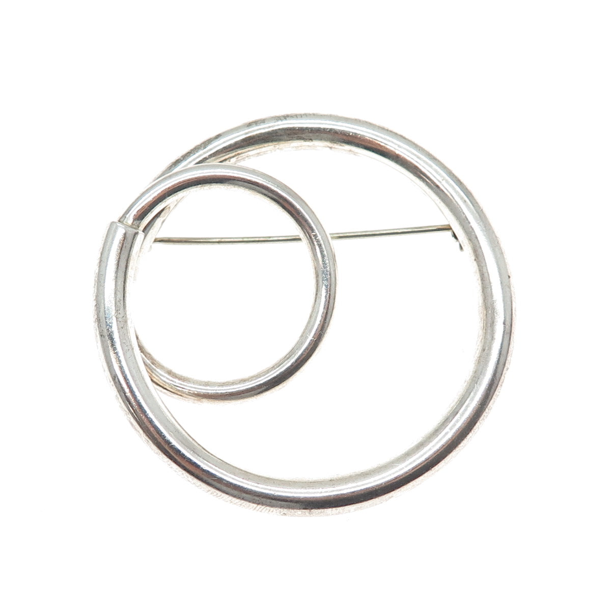 925 Sterling Silver Vintage Mexico Modernist Swirl Pin Brooch
