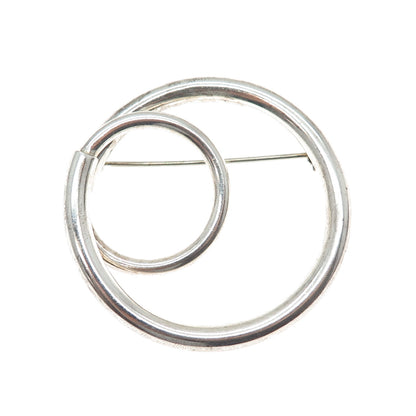 925 Sterling Silver Vintage Mexico Modernist Swirl Pin Brooch
