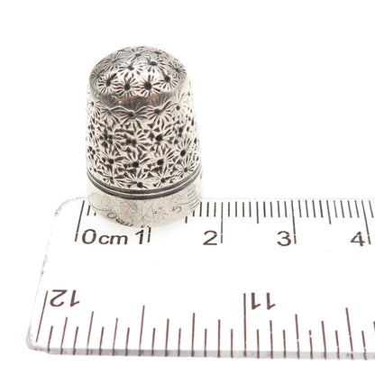 Ketcham & Mcdougall 925 Sterling Silver Antique Art Deco Daisy Sewing Thimble