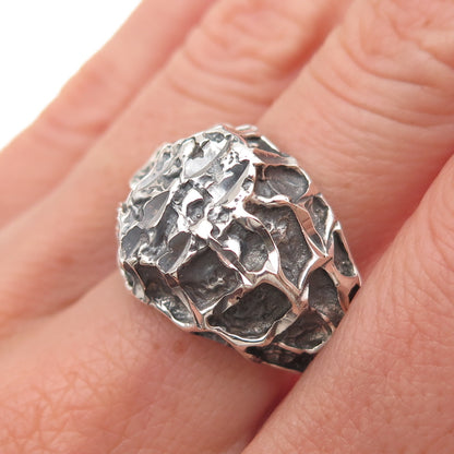 925 Sterling Silver Vintage Modernist Oxidized Ring Size 8.5