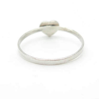 925 Sterling Silver Vintage Loving Heart Stackable Ring Size 7.5