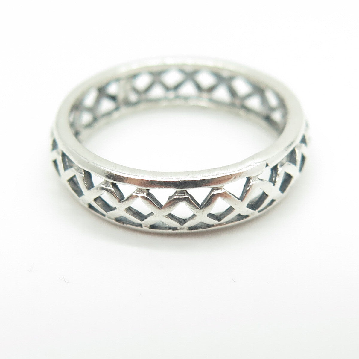 925 Sterling Silver Vintage Cage Band Ring Size 7