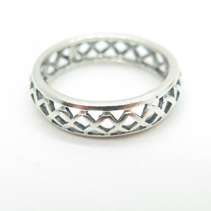 925 Sterling Silver Vintage Cage Band Ring Size 7