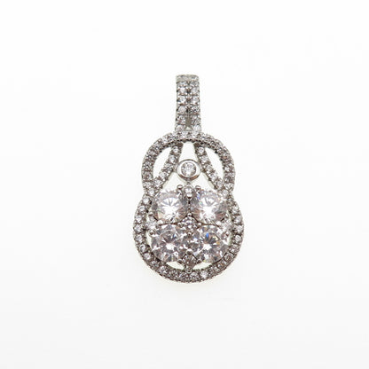 925 Sterling Silver Round-Cut C Z Knot Teardrop Charm Pendant