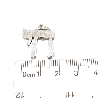 925 Sterling Silver Vintage Chai Judaica Mini Charm Pendant