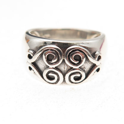 925 Sterling Silver Vintage Heart Scroll Oxidized Ring Size 7