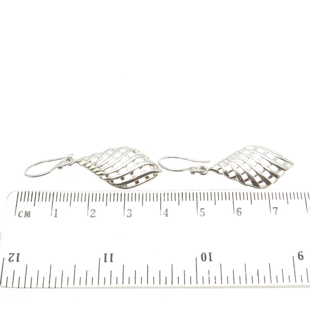 925 Sterling Silver Vintage Lattice Dangling Earrings