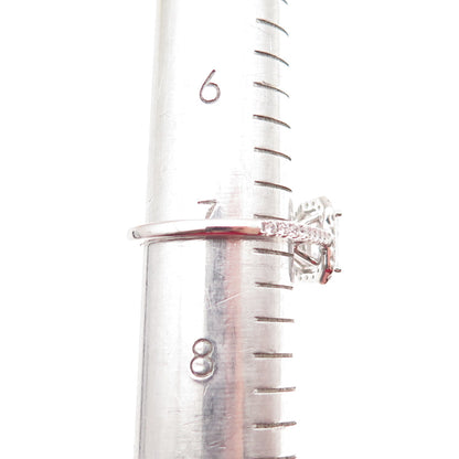 925 Sterling Silver Emerald & Round-Cut C Z Engagement Ring Size 7.25