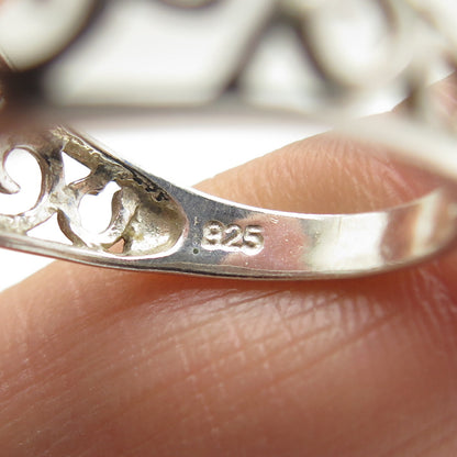 925 Sterling Silver Vintage Swirl Ring Size 8.25