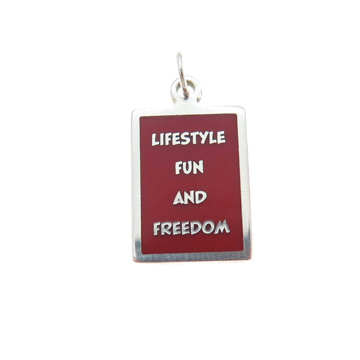 925 Sterling Silver Red Enamel Lifestyle Fun & Freedom Minimalist Charm Pendant