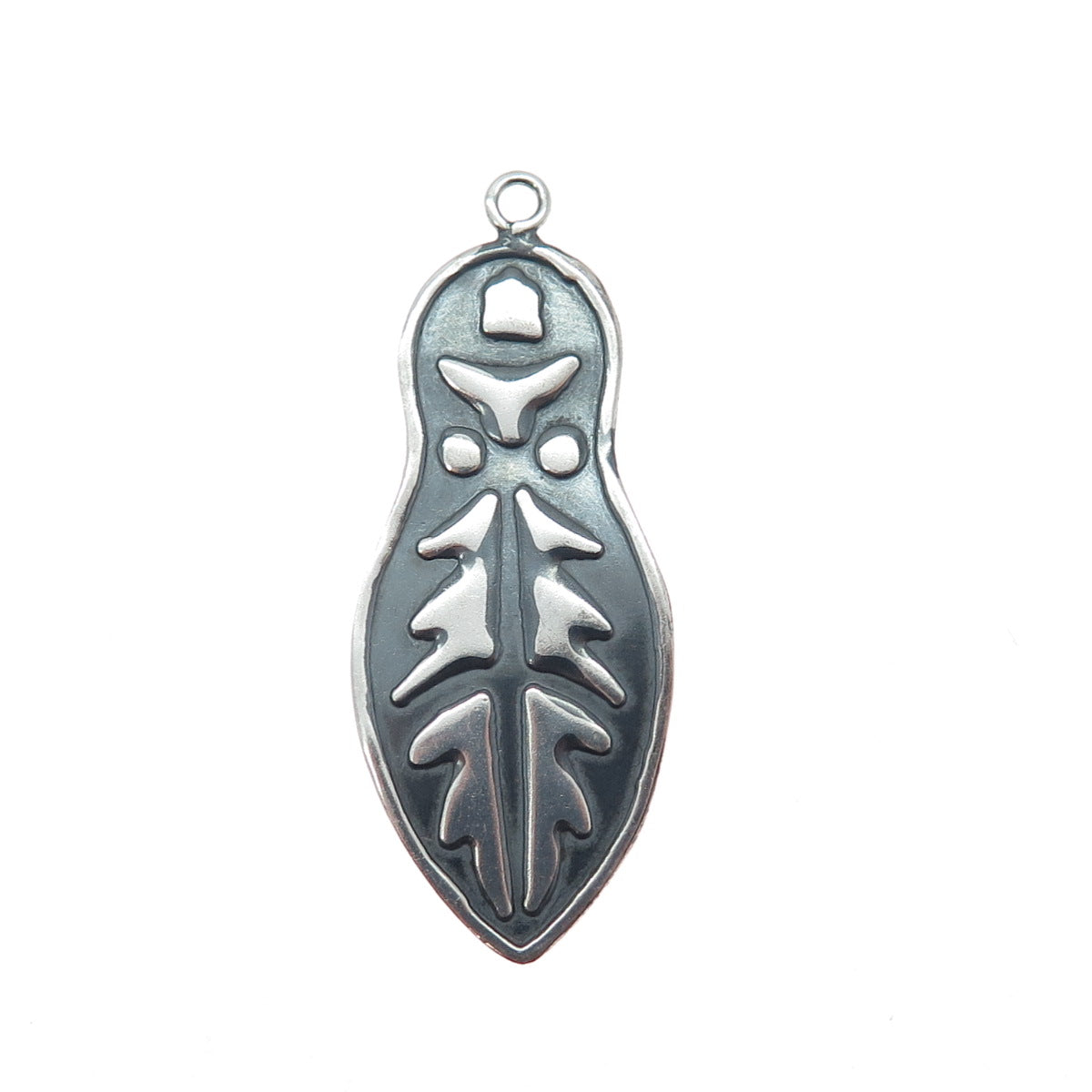 Old Pawn 925 Sterling Silver Vintage Southwestern Feather Oxidized Charm Pendant