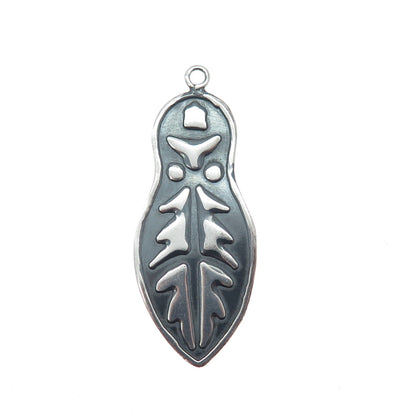 Old Pawn 925 Sterling Silver Vintage Southwestern Feather Oxidized Charm Pendant