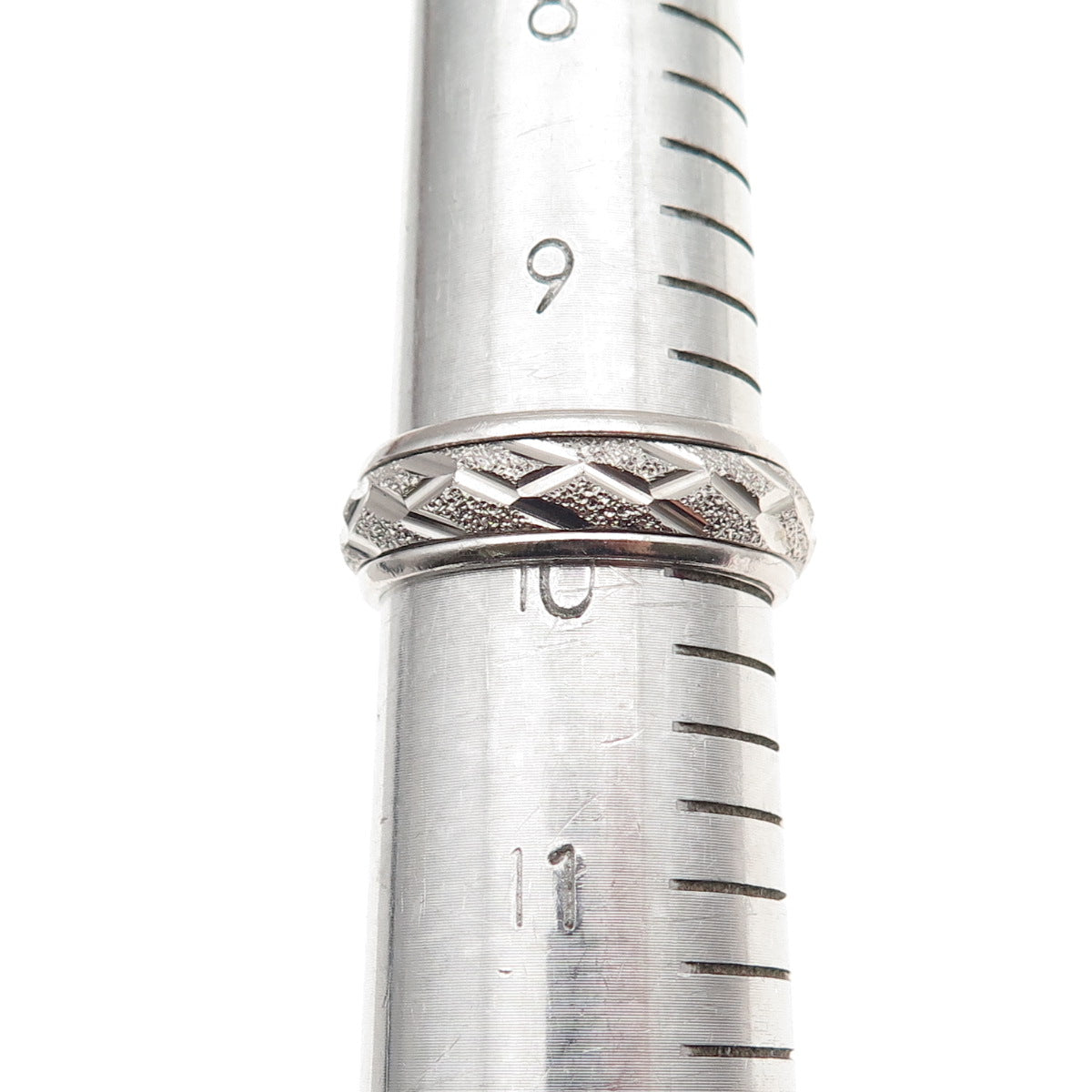 925 Sterling Silver Textured Rotating Band Ring Size 10