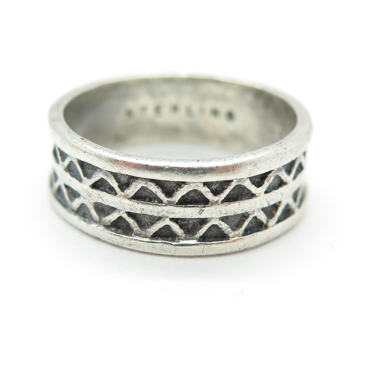 SARAH COVENTRY 925 Sterling Silver Vintage Zig Zag Pattern Band Ring Size 6.25