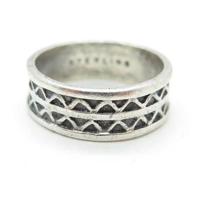 SARAH COVENTRY 925 Sterling Silver Vintage Zig Zag Pattern Band Ring Size 6.25