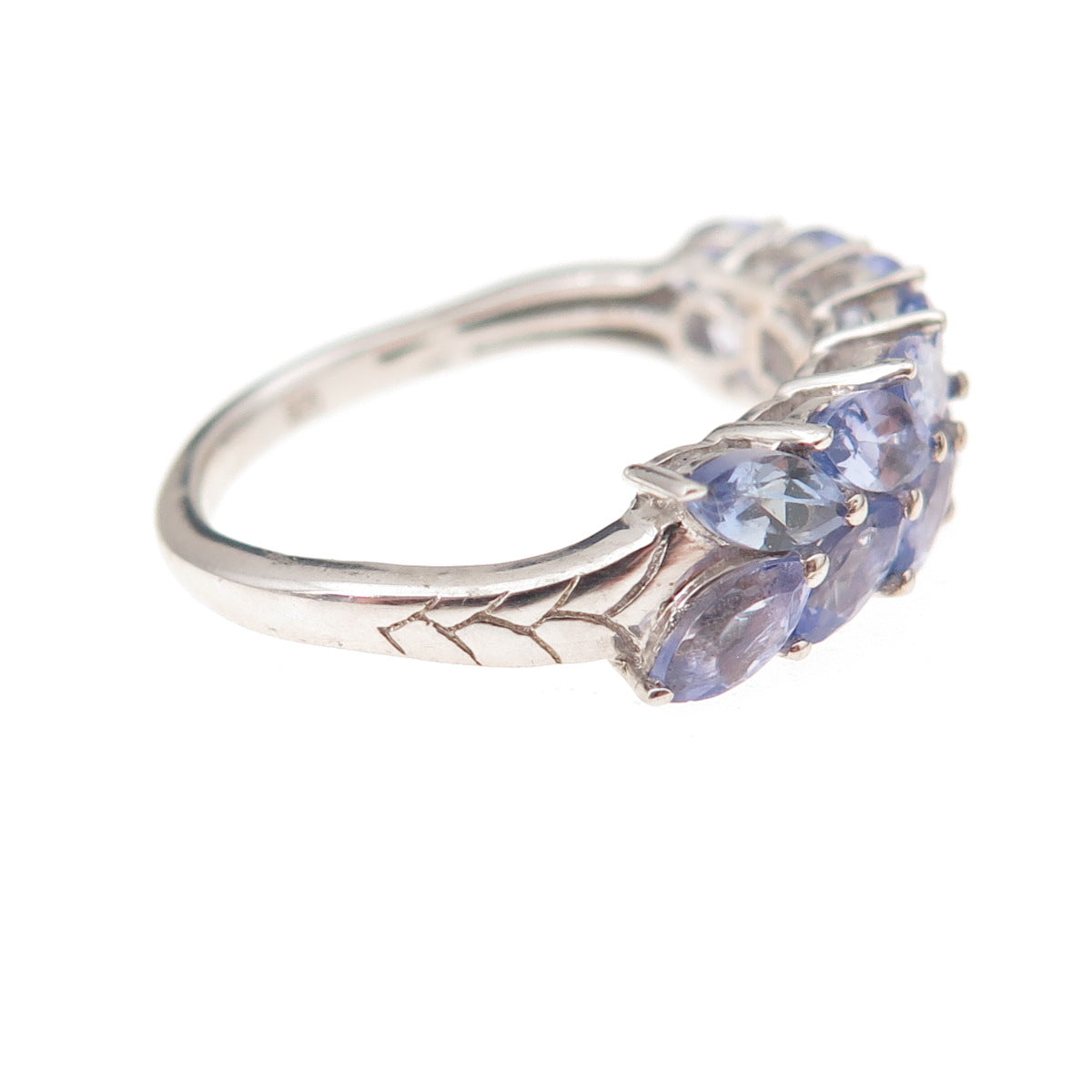 Chuck Clemency 925 Sterling Silver Real Marquise-Cut Tanzanite Ring Size 8